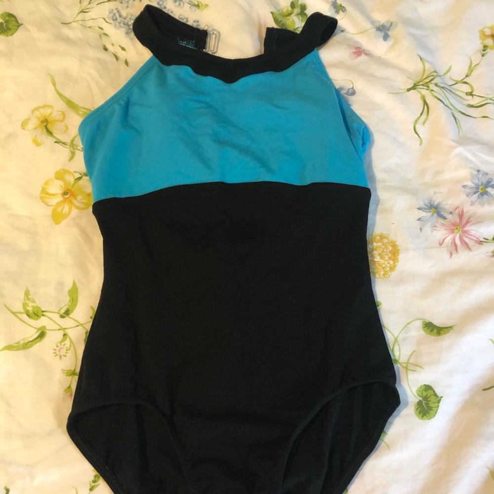 Black and Blue Halter Leotard